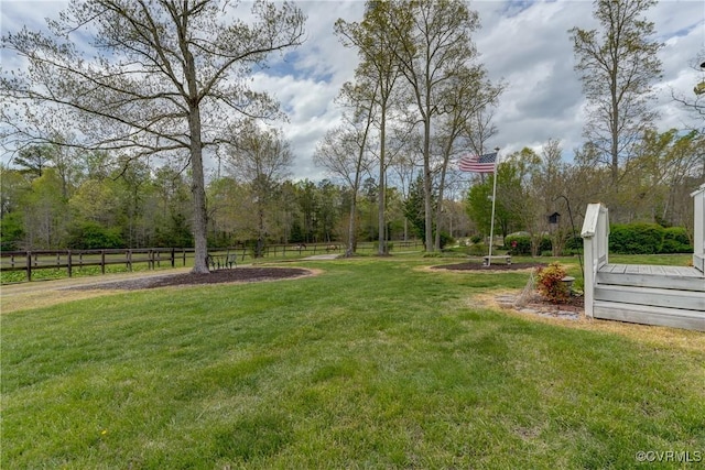 view of yard featuring fence