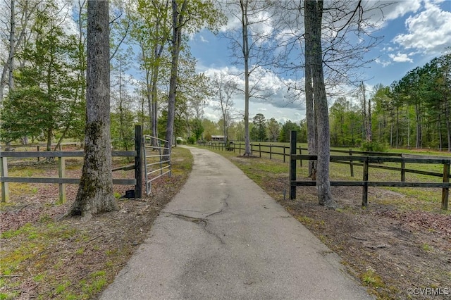 view of road with aphalt driveway and a gated entry