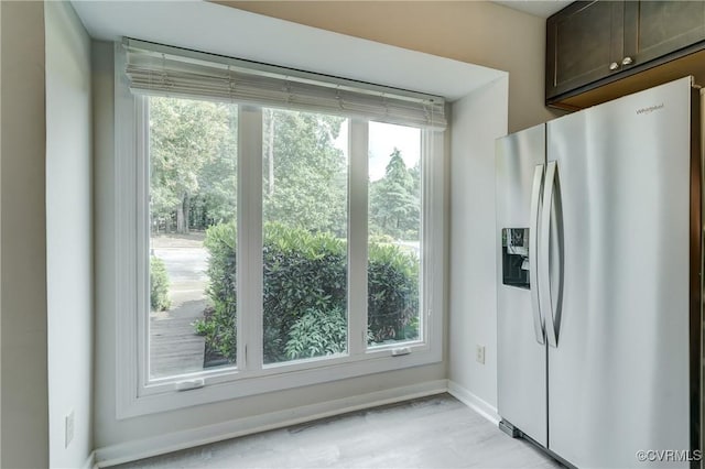 12255 Shore View Dr, Henrico, VA 23233 - kitchen featuring stainless steel refrigerator with ice dispenser and baseboards