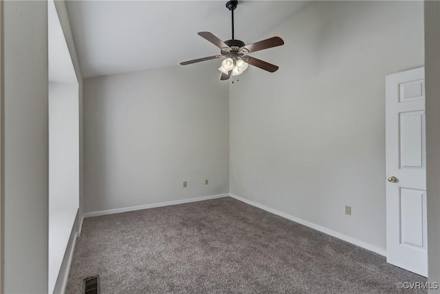 12255 Shore View Dr, Henrico, VA 23233 - carpeted spare room with vaulted ceiling and a ceiling fan