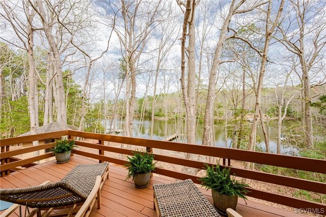 941 Wilton Coves Dr, Hartfield, VA 23071 - wooden deck with a water view