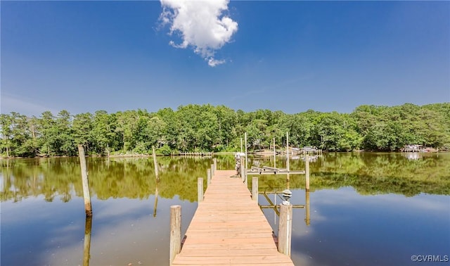 941 Wilton Coves Dr, Hartfield, VA 23071 - dock featuring a water view and a forest view