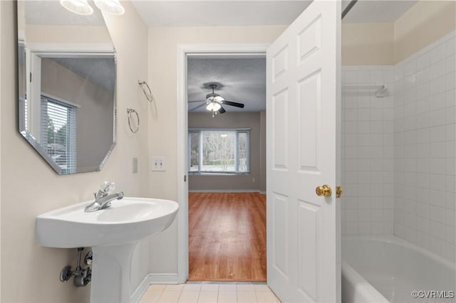 301 Beacon Ridge Dr Unit 109, Hopewell, VA 23860 - full bathroom with plenty of natural light, ceiling fan, shower / bath combination, and wood finished floors