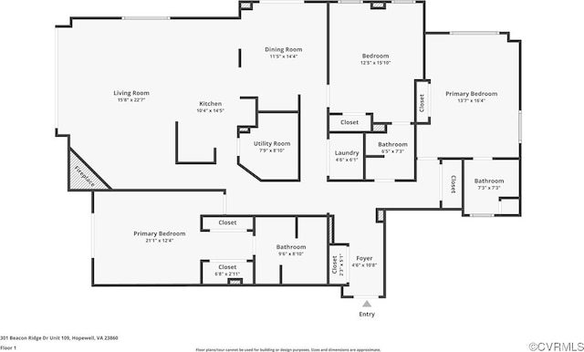 301 Beacon Ridge Dr Unit 109, Hopewell, VA 23860 - view of property floor plan