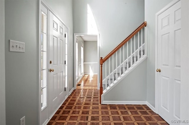 2567 Exhall Ct, Chester, VA 23831 - entryway with stairs and dark floors