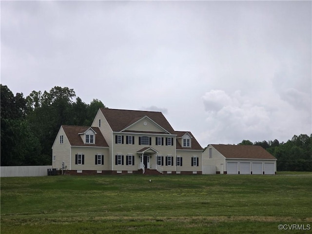 454 W Spring Forest Rd, King William, VA 23086 - colonial house with a garage, central AC unit, and a front yard