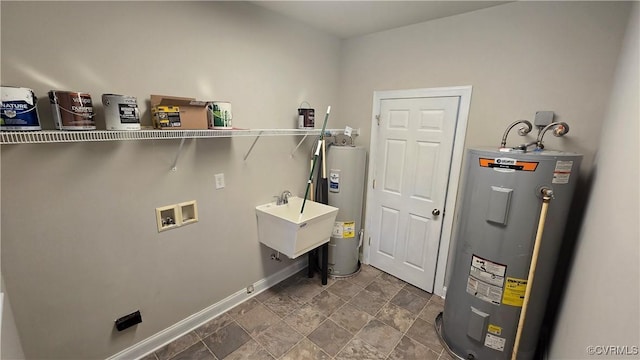 454 W Spring Forest Rd, King William, VA 23086 - laundry area with a sink, laundry area, washer hookup, and electric water heater
