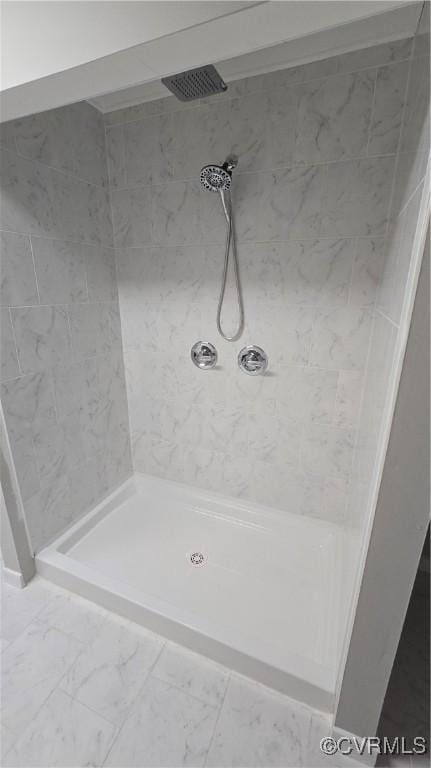 454 W Spring Forest Rd, King William, VA 23086 - bathroom with a shower stall and marble finish floor