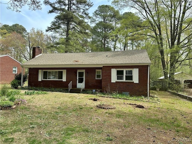 2919 Park Dr, Petersburg, VA 23805 - single story home with a chimney, brick siding, entry steps, and roof with shingles