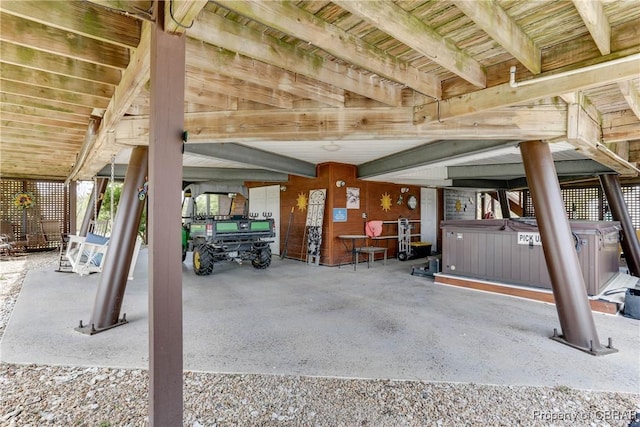 interior space featuring a hot tub
