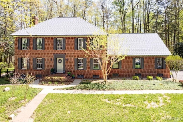 11494 Riveredge Rd, Doswell, VA 23047 - view of front of property featuring crawl space, a chimney, and brick siding