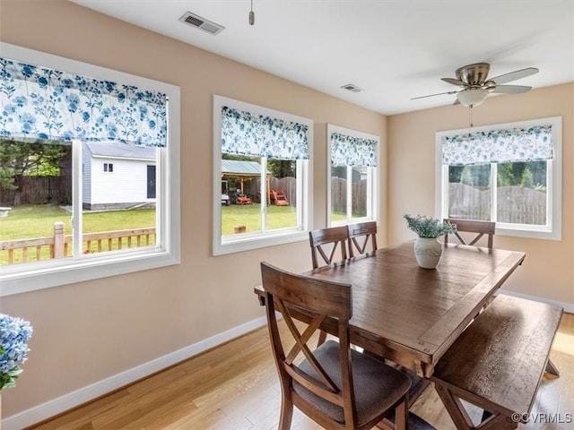 9208 Gayton Rd, Glen Allen, VA 23229 - dining room featuring healthy amount of natural light, light wood-style flooring, and a ceiling fan