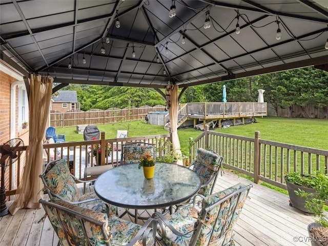 9208 Gayton Rd, Glen Allen, VA 23229 - wooden deck with a gazebo, outdoor dining area, and a fenced backyard