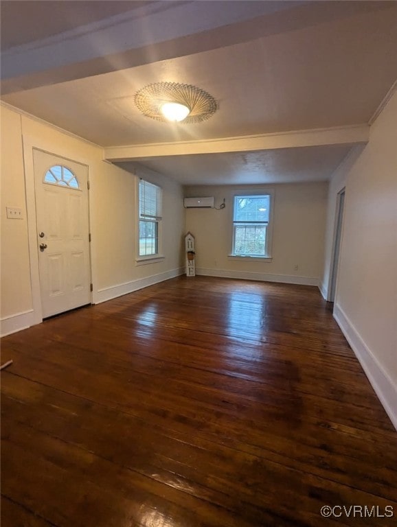 6080 Buckley Hall Rd, Mathews, VA 23035 - foyer entrance featuring wood-type flooring, baseboards, and a wall mounted AC