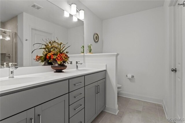 7217 Leire Ln, Chesterfield, VA 23832 - full bath with a stall shower, double vanity, toilet, and baseboards