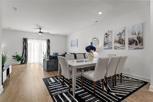 7217 Leire Ln, Chesterfield, VA 23832 - dining area with ceiling fan, wood-type flooring, and baseboards