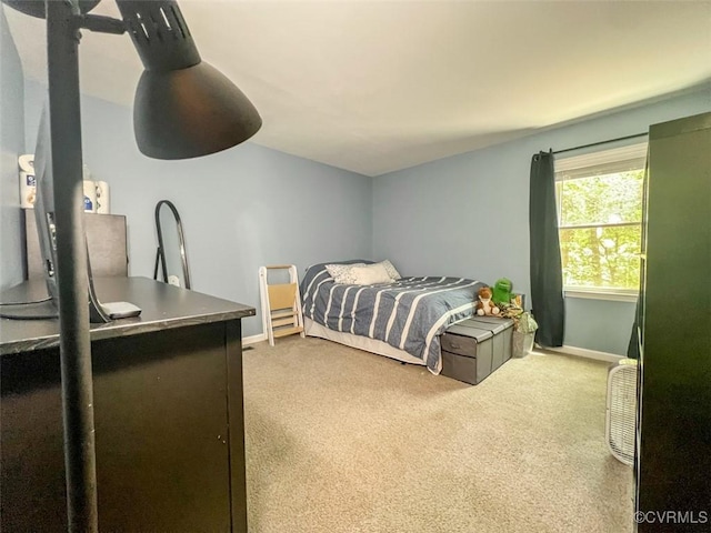bedroom with baseboards and carpet floors