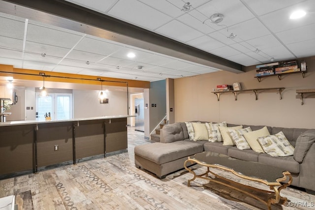 living room with light wood-style flooring