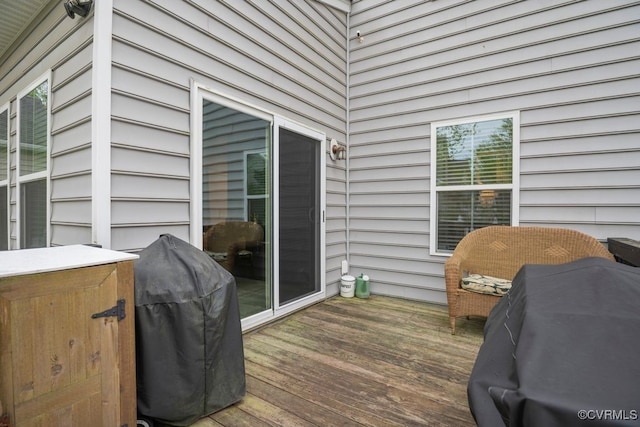 deck with a grill