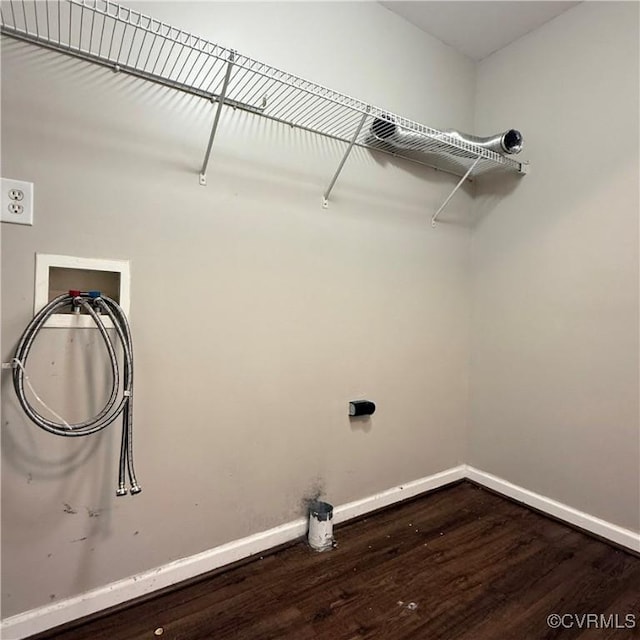 1353 Woodside Mews, Henrico, VA 23231 - washroom featuring laundry area, dark wood finished floors, baseboards, and hookup for a washing machine