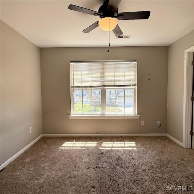1353 Woodside Mews, Henrico, VA 23231 - carpeted spare room with visible vents, ceiling fan, and baseboards