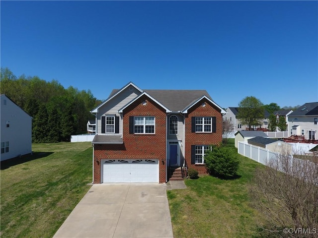 1353 Woodside Mews, Henrico, VA 23231 - view of front facade with concrete driveway, brick siding, and fence