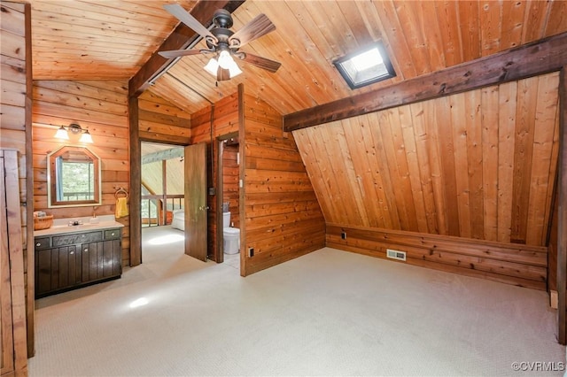 1115 Old Church Rd, Hanover, VA 23111 - bonus room featuring wood ceiling, lofted ceiling with beams, wood walls, and visible vents
