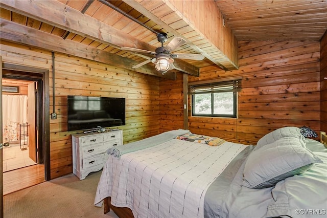 1115 Old Church Rd, Hanover, VA 23111 - bedroom featuring wooden walls, light colored carpet, and wood ceiling