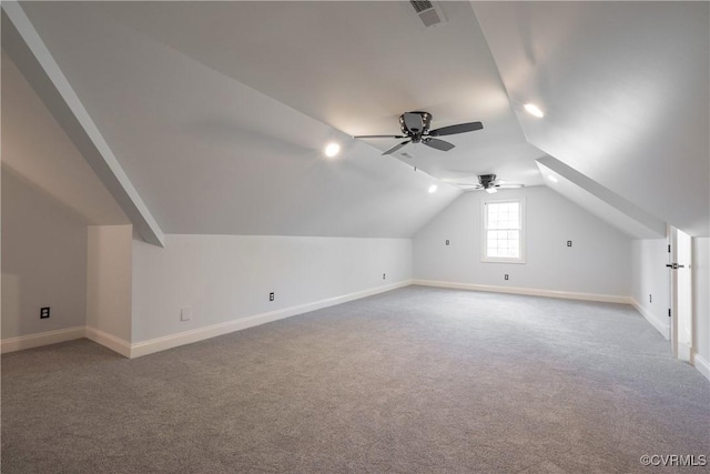 8907 First Branch Ln, Chesterfield, VA 23838 - bonus room with a ceiling fan, baseboards, carpet, and lofted ceiling