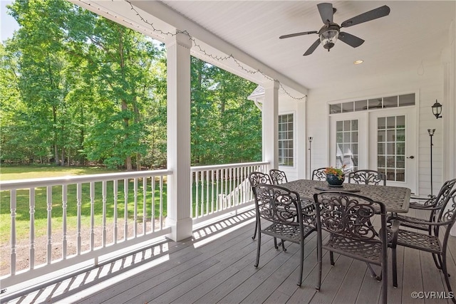 8907 First Branch Ln, Chesterfield, VA 23838 - wooden terrace with ceiling fan and outdoor dining area