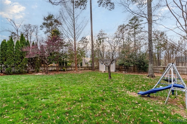 view of yard with a playground