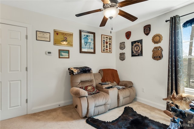 17248 Ivory Bill Ln, Chesterfield, VA 23838 - living area featuring ceiling fan, baseboards, and carpet