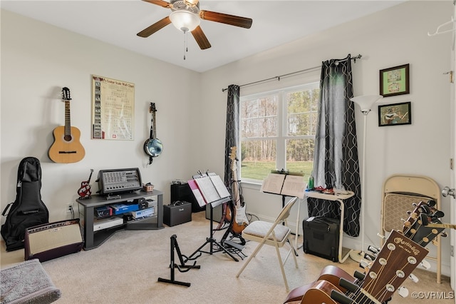 17248 Ivory Bill Ln, Chesterfield, VA 23838 - exercise room featuring baseboards, a ceiling fan, and carpet floors