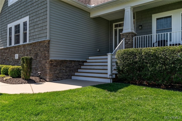 17248 Ivory Bill Ln, Chesterfield, VA 23838 - property entrance featuring stone siding and a lawn