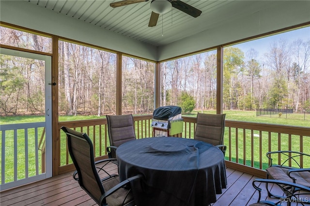 17248 Ivory Bill Ln, Chesterfield, VA 23838 - sunroom with a healthy amount of sunlight and a ceiling fan