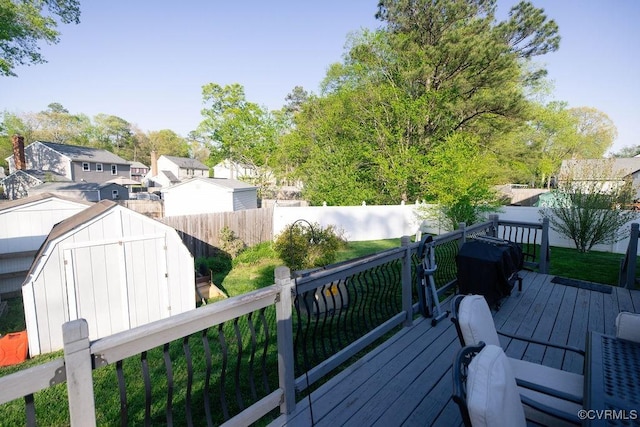 9522 Broad Meadows Rd, Glen Allen, VA 23060 - deck with a storage shed, an outdoor structure, and a residential view