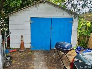 view of shed