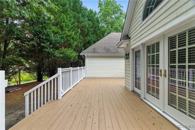 132 Warwick Hls, Williamsburg, VA 23188 - wooden terrace with french doors