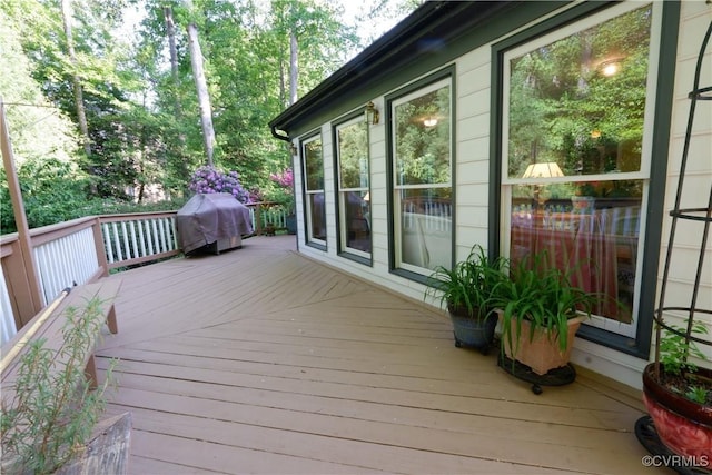 deck featuring area for grilling