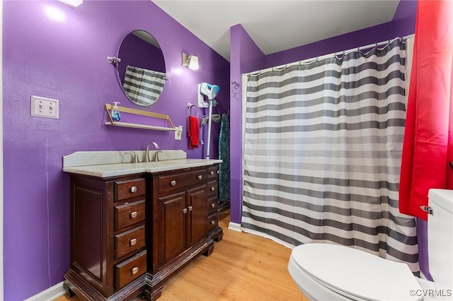 1474 Welsh Tract Rd, Charlotte Courthouse, VA 23923 - full bathroom with vanity, wood finished floors, and a shower with shower curtain
