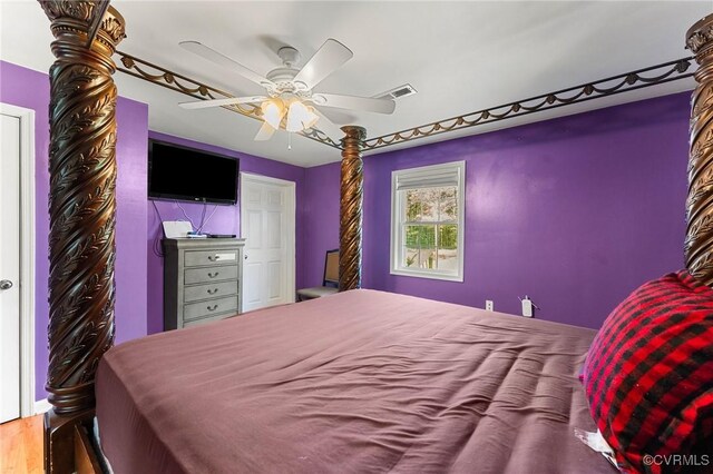 1474 Welsh Tract Rd, Charlotte Courthouse, VA 23923 - bedroom with ceiling fan and wood finished floors
