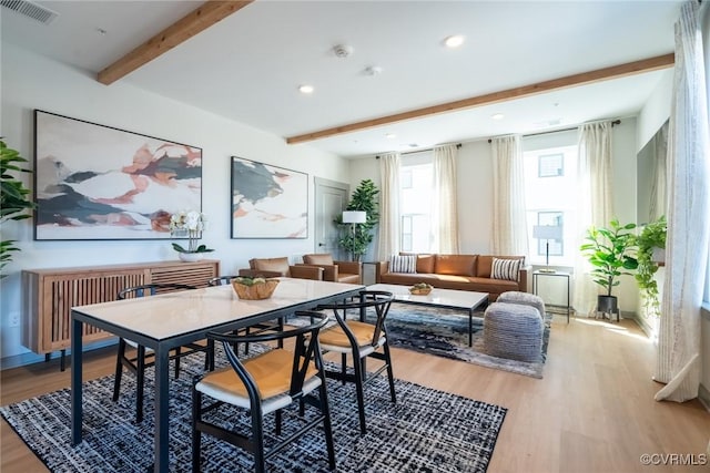 3436 Carlton St Unit 4-5B, Richmond, VA 23230 - dining area with beam ceiling, wood finished floors, and recessed lighting
