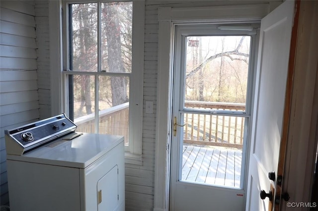 interior space with plenty of natural light and washer / dryer