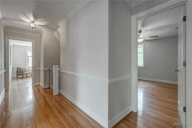 12665 Petersburg St, Chester, VA 23831 - hallway featuring an upstairs landing, light wood-style floors, baseboards, and ornamental molding