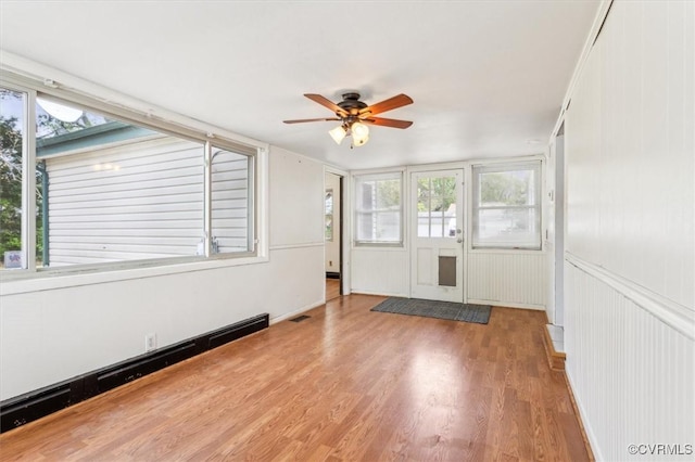 627 Sedgefield Dr, Newport News, VA 23605 - interior space with visible vents, a baseboard radiator, wood finished floors, and ceiling fan