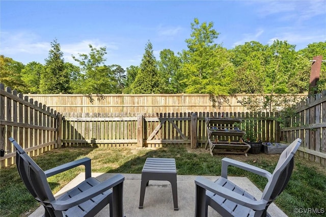 view of patio with a fenced backyard