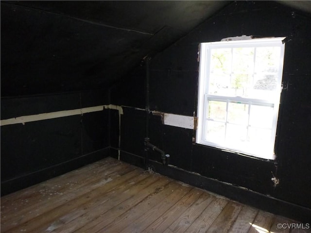 609 Nottoway Ave, Blackstone, VA 23824 - interior space featuring wood-type flooring, vaulted ceiling, and a healthy amount of sunlight