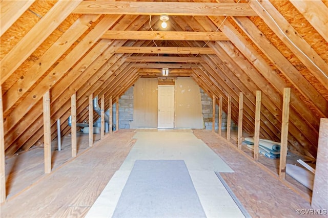 view of unfinished attic