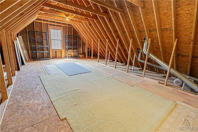 view of unfinished attic