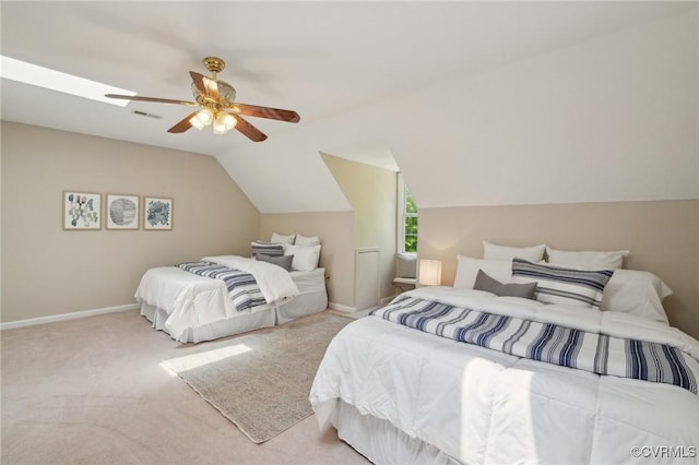 12211 Mill Race Run, Amelia, VA 23002 - bedroom featuring carpet floors, visible vents, baseboards, a ceiling fan, and vaulted ceiling